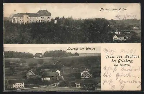 AK Neuhaus bei Geinberg, Ortsansichten von Osten und Westen