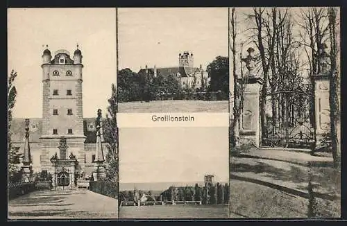 AK Greillenstein, Frontalansicht des Schlosses, Tor zum Schlosshof