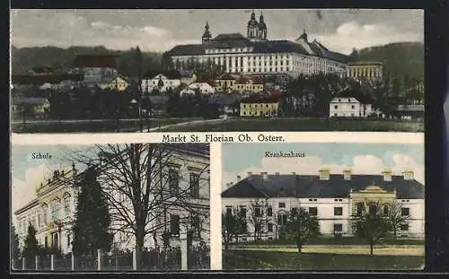 AK St. Florian, Teilansicht, Schule, Krankenhaus