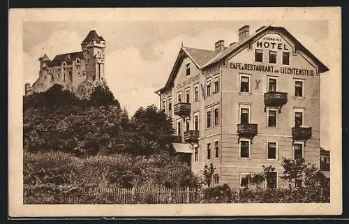 AK Liechtenstein, J. Hotwagner`s Hotel u. Cafe, Veste