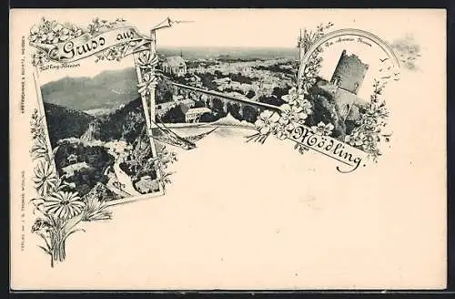 AK Mödling, Der schwarze Thurm, Mödling-Klausen, Gesamtansicht