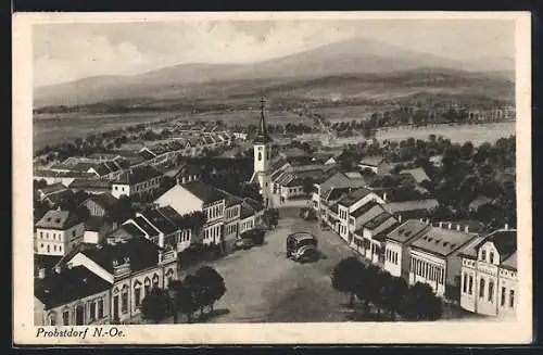 AK Probstdorf /N.-Oe., Ortsansicht mit Kirche aus der Vogelschau