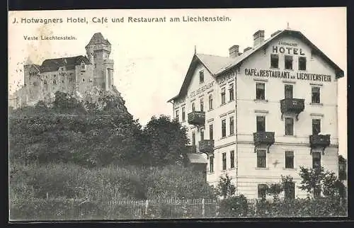 AK Maria-Enzersdorf, J. Hotwagners Hotel, Café und Restaurant am Liechtenstein, Veste Liechtenstein