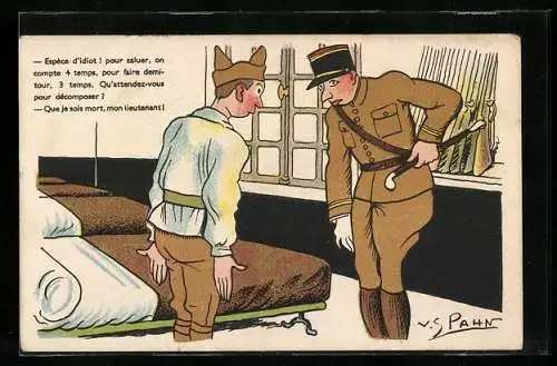 Künstler-AK V. Spahn: Offizier belehrt Soldat