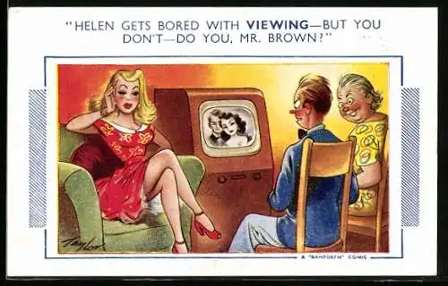 Künstler-AK Arnold Taylor: Helen gets bored with viewing- but you don`t- do you, Mr. Brown?