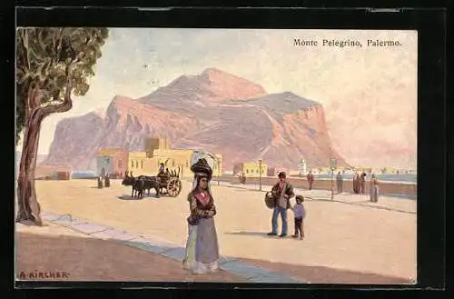 Künstler-AK Alexander Kircher: Palermo, Monte Pelegrino