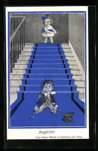 Künstler-AK T. Gilson: Abgeblitzt: Eine kleine Studie in Schwarz und Blau