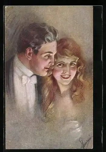 Künstler-AK G.Guerzoni: verliebtes Paar elegant gekleidet