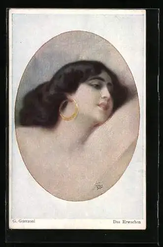 Künstler-AK G.Guerzoni: Frau wacht auf einem Kissen auf