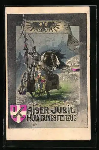 Künstler-AK Franz Jung-Ilsenheim: Huldigungsfestzug zum Kaiser Jubil., Ritter zu Pferd