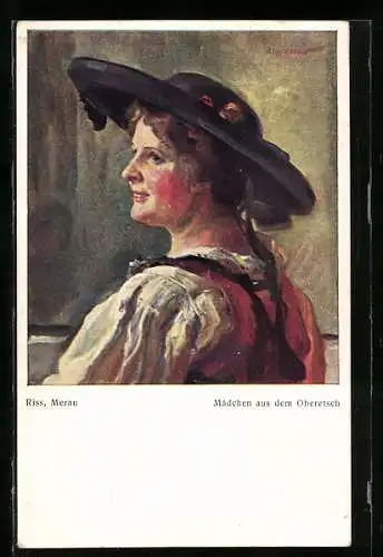 Künstler-AK Thomas Riss: Mädchen aus dem Oberetsch, junge Frau in Trachtenkleidung