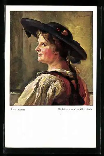 Künstler-AK Thomas Riss: Mädchen aus dem Oberetsch, junge Frau in Trachtenkleidung