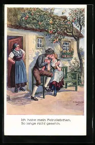 Künstler-AK Friedrich Kaskeline: Ich hab mein Feinsliebchen so lang nicht geseh`n