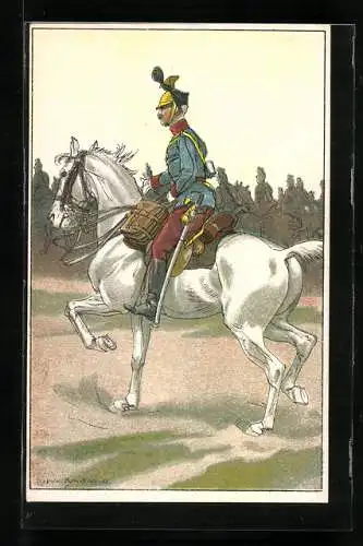 Künstler-AK Ludwig Koch: Soldat auf dem Schimmel reitet neben seinen Kameraden