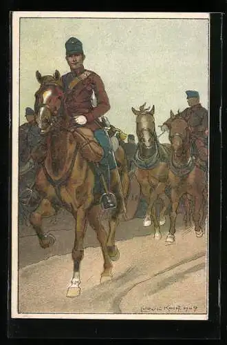 Künstler-AK Ludwig Koch: Kavallerie auf dem Marsch, 1909