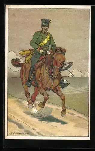 Künstler-AK Ludwig Koch: Offizier in Uniform zu Pferde