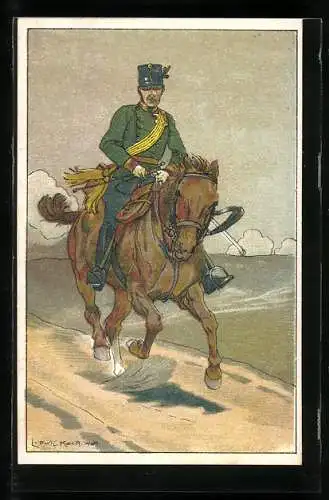 Künstler-AK Ludwig Koch: Offizier in Uniform zu Pferde