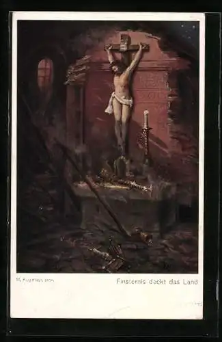 Künstler-AK Max Kuglmayr: Jesus am Kreuz