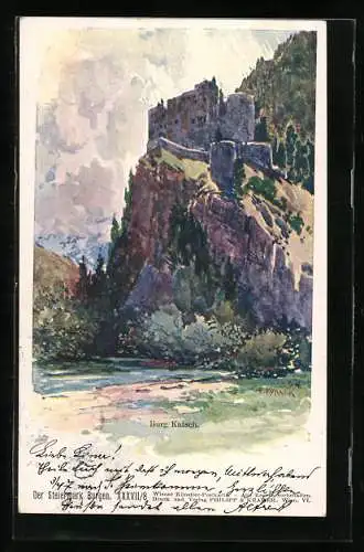 Künstler-AK Franz Kopallik: Der Steiermark Burgen, XXXVII /8, Burg Katsch