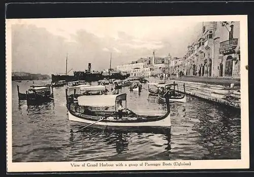 AK Malta, View of Grand Harbour with a group of Passenger Boats (Dghaisas)