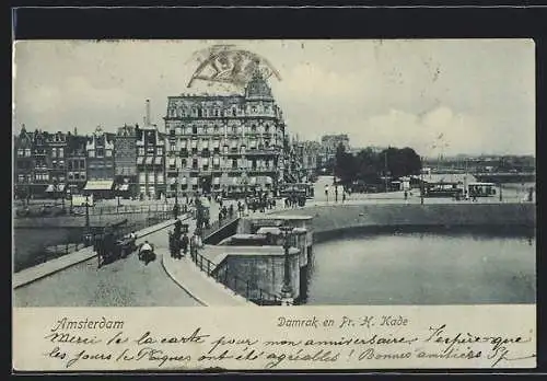 AK Amsterdam, Damrak en Pr. H. Kade