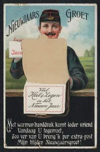 AK Briefträger hat einen Neujahrsgruss in seiner Tasche