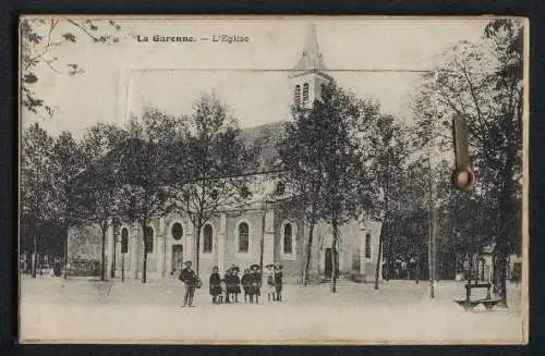 Leporello-AK La Garenne, L`Eglise, Rue Voltaire, La Colonne, Strassenbahn