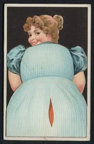 Mechanische-AK Kleid der Frau weht nach oben