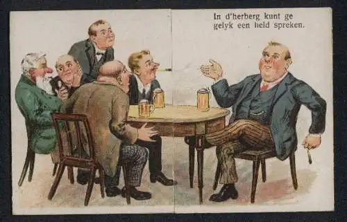 Mechanische-AK Mann stolz am Tisch mit seinen Kollegen, streckt sich nach Schlüssel aus