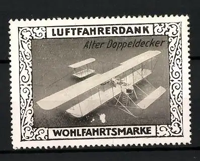 Reklamemarke Alter Doppeldecker, Wohlfahrtsmarke Luftfahrerdank