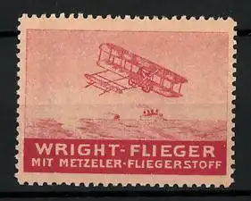 Reklamemarke Wright-Flieger, mit Metzeler Fliegerstoff