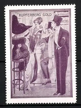 Reklamemarke Kupferberg Gold, elegante Gesellschaft trinkt Sekt