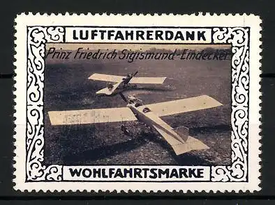 Reklamemarke Print Friedrich Sigismund-Eindecker, Wohlfahrtsmarke Luftfahrerdank