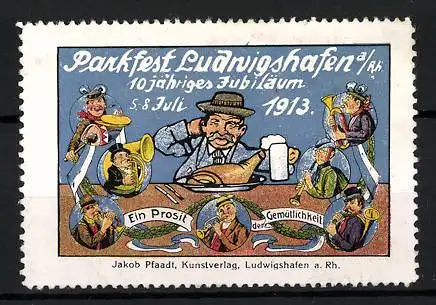 Reklamemarke Ludwigshafen, Parkfest & 10 jähr. Jubiläum 1913, Ein Prosit der Gemütlichkeit, Musiker