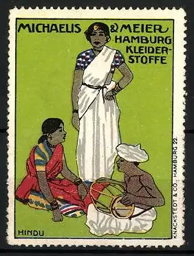 Reklamemarke Hamburg, Kleiderstoffe von Michaelis & Meier, Hindu-Mode