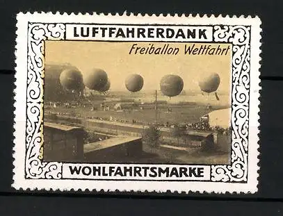 Reklamemarke Freiballon Wettfahrt, Wohlfahrtsmarke Luftfahrerdank