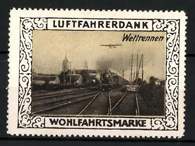 Reklamemarke Wettrennen zwischen Flugzeug und Eisenbahn, Wohlfahrtsmarke Luftfahrerdank