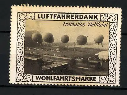 Reklamemarke Freiballon Wettfahrt, Wohlfahrtsmarke Luftfahrerdank