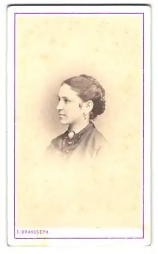 Fotografie F. Brandseph, Stuttgart, Junge Dame mit Flechtfrisur und Kragenbrosche