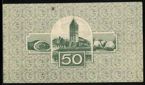 Notgeld Niederlahnstein 1917, 50 Pfennig, Kirche, Schinken, Rettich