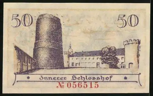 Notgeld Neustadt a. S. 1920, 50 Pfennig, Innerer Schlosshof, Stadtwappen