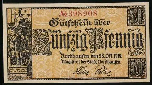 Notgeld Nordhausen 1919, 50 Pfennig, Der Roland