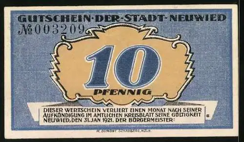 Notgeld Neuwied 1921, 10 Pfennig, Bauer bei der Aussaat