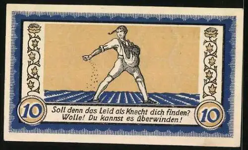 Notgeld Neuwied 1921, 10 Pfennig, Sämann auf dem Feld