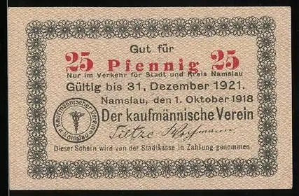 Notgeld Namslau 1921, 25 Pfennig, Ornamente