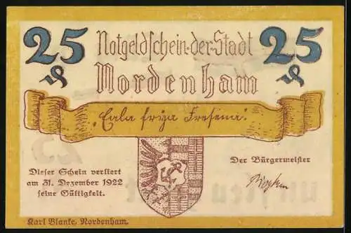 Notgeld Nordenham 1922, 25 Pfennig, Sportler mit Zuschauern