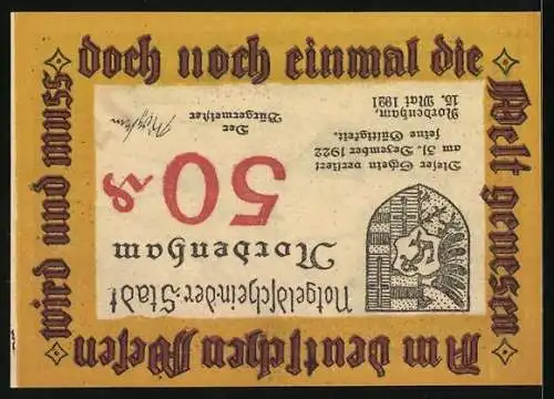 Notgeld Nordenham 1921, 50 Pfennig, Ortspartie, Wappen