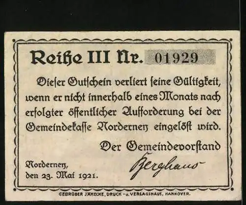Notgeld Norderney 1921, 25 Pfennig, Fischer mit seinem Fang