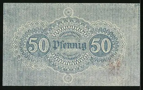 Notgeld Neckargemünd 1917, 50 Pfennig, Stadtwappen im Hintergrund