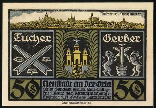 Notgeld Neustadt a. d. Orla 1921, 50 Pfennig, Mädchen tanzen im Reigen, um 1800